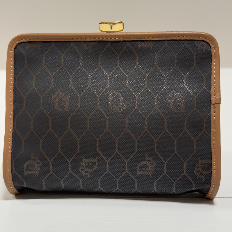 Dior黑色中古蜂巢口金零錢包 中號-3