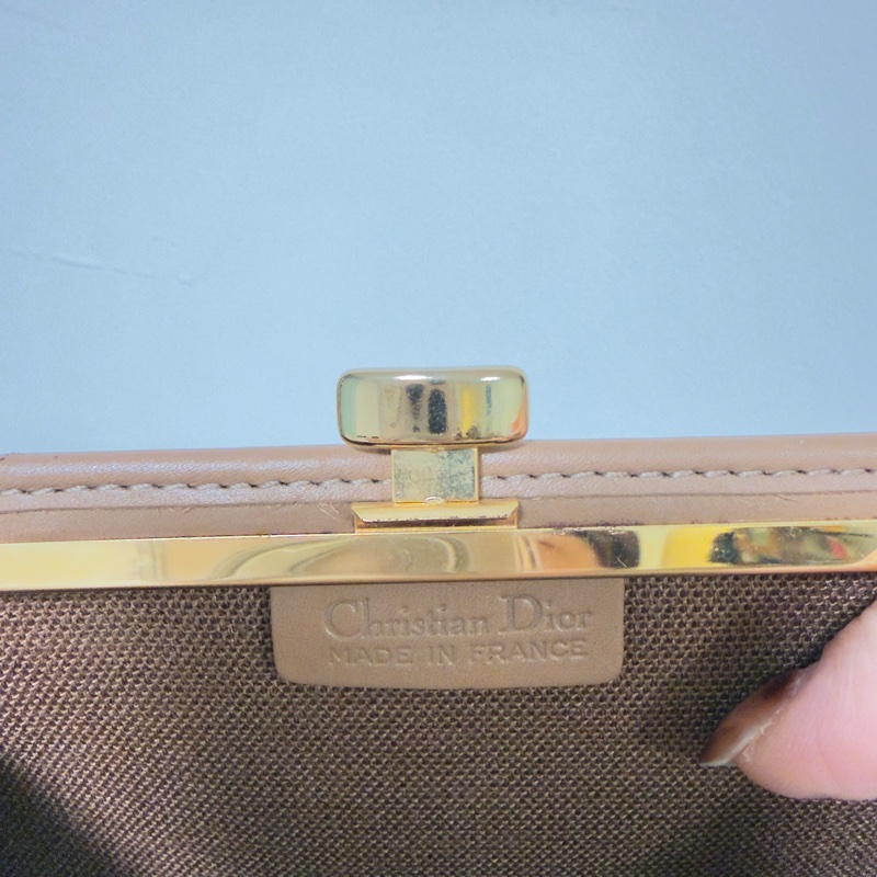 Dior黑色中古蜂巢口金零錢包 中號-4