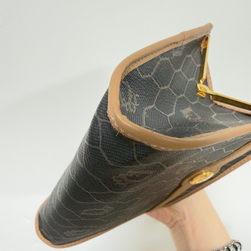 Dior黑色中古蜂巢口金零錢包 中號-7