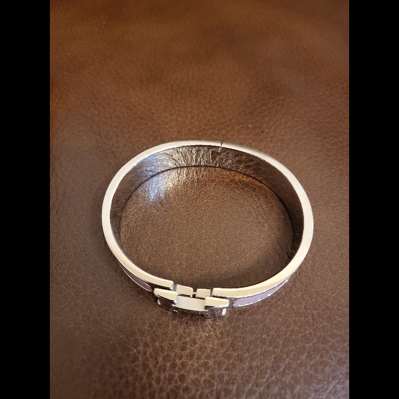 Hermes 愛馬仕Clic H手環 PM,粉銀-4