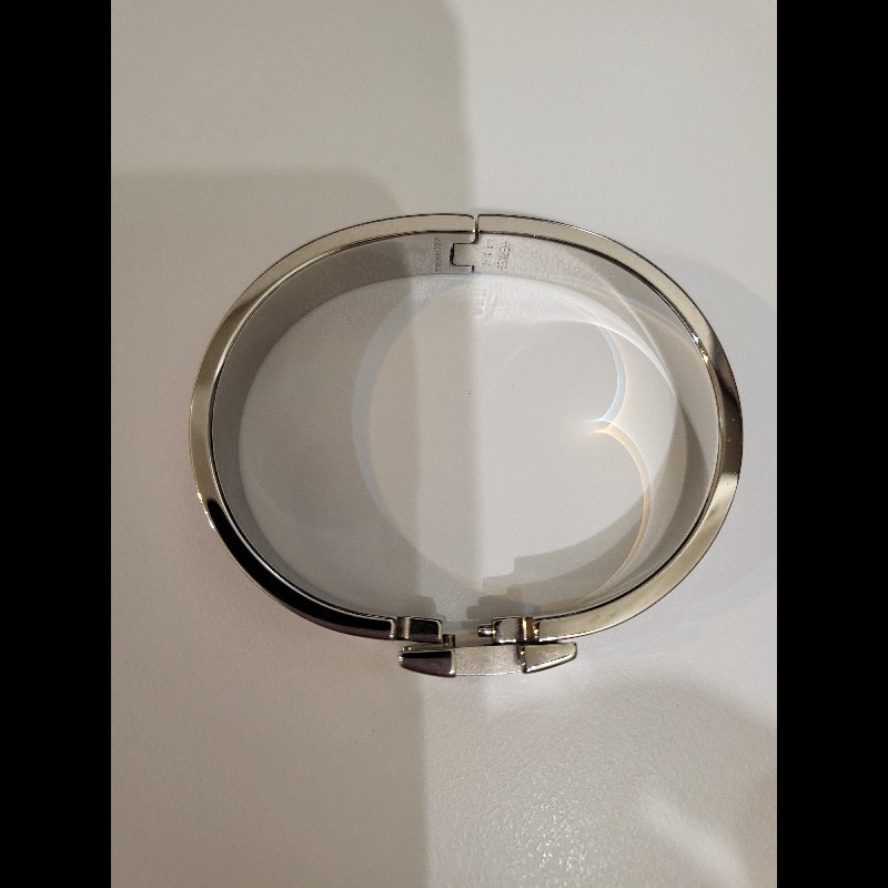 Hermes 愛馬仕Clic H手環 PM,粉銀-7