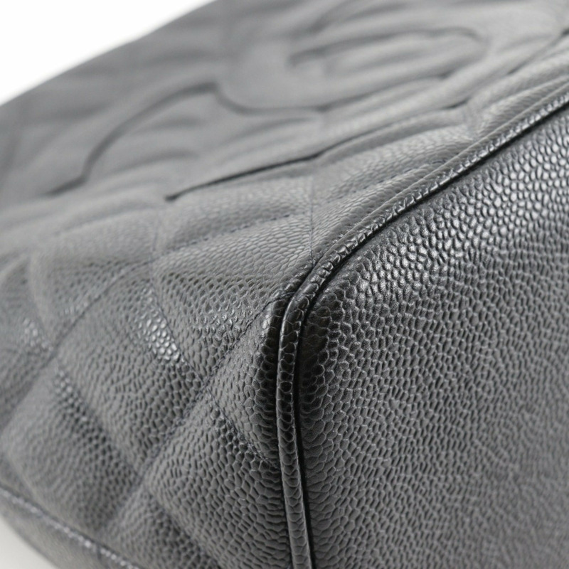 香奈兒復刻版手提包，Coco標誌，絎縫，A01804，魚子醬紋皮革，黑色，A5 Medallion手提包，女士-3