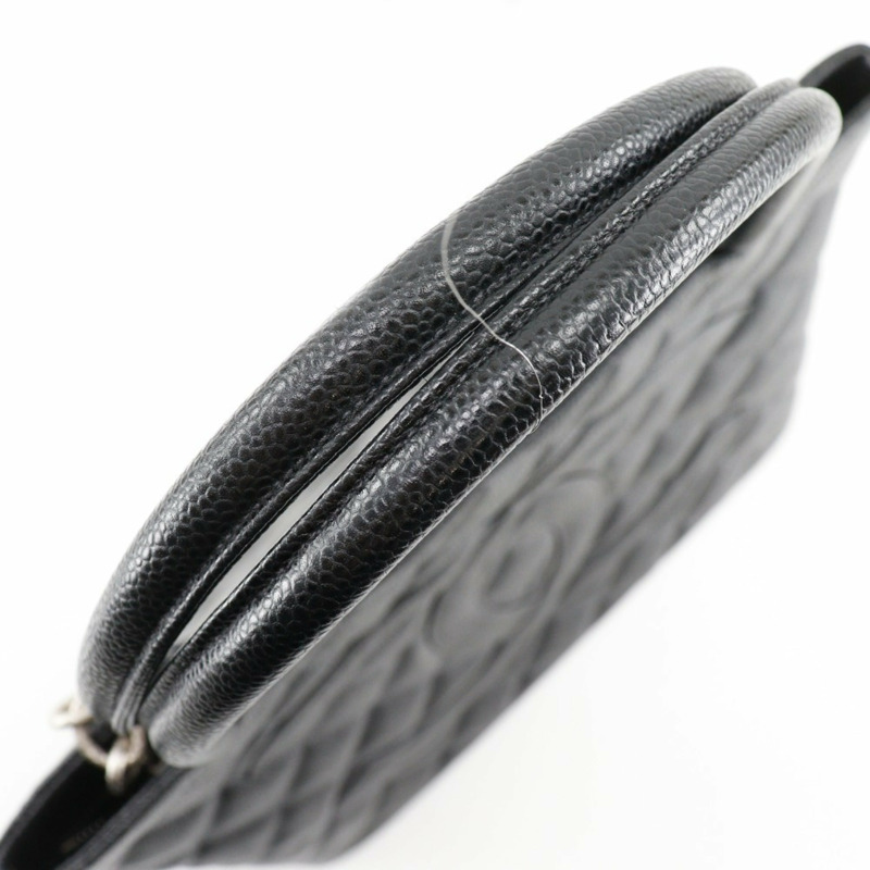 香奈兒復刻版手提包，Coco標誌，絎縫，A01804，魚子醬紋皮革，黑色，A5 Medallion手提包，女士-4