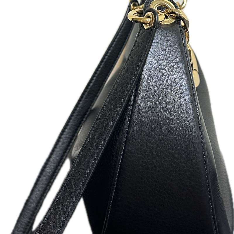 Valentino VLogo Moon 品牌V金屬鍊帶粒面小牛皮肩斜背流浪包(黑色)-7