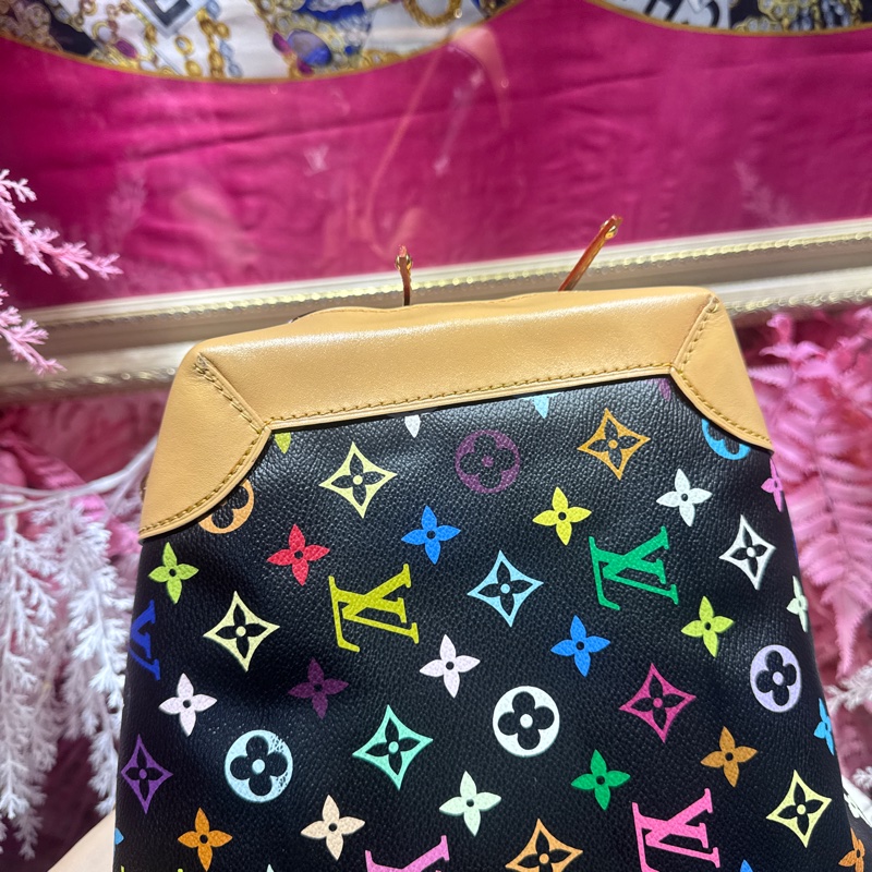Lv 黑三彩肩背包/王吉娜古董精品-5