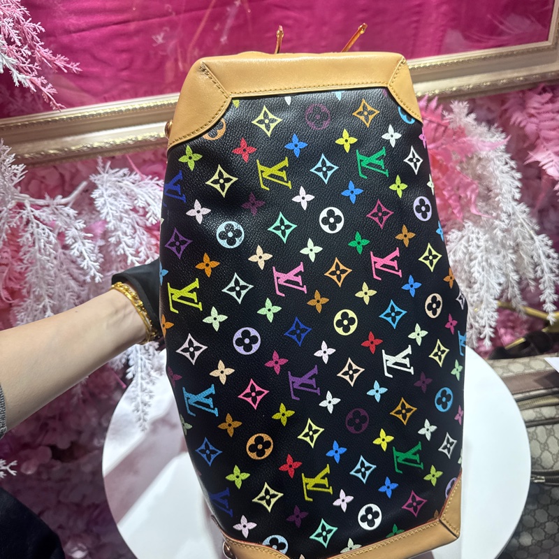 Lv 黑三彩肩背包/王吉娜古董精品-6