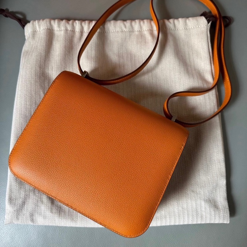 有購證🩷 Hermes mini Constance 19，EC皮C刻橙黃色銀扣，配有防塵袋、小票盒子-1