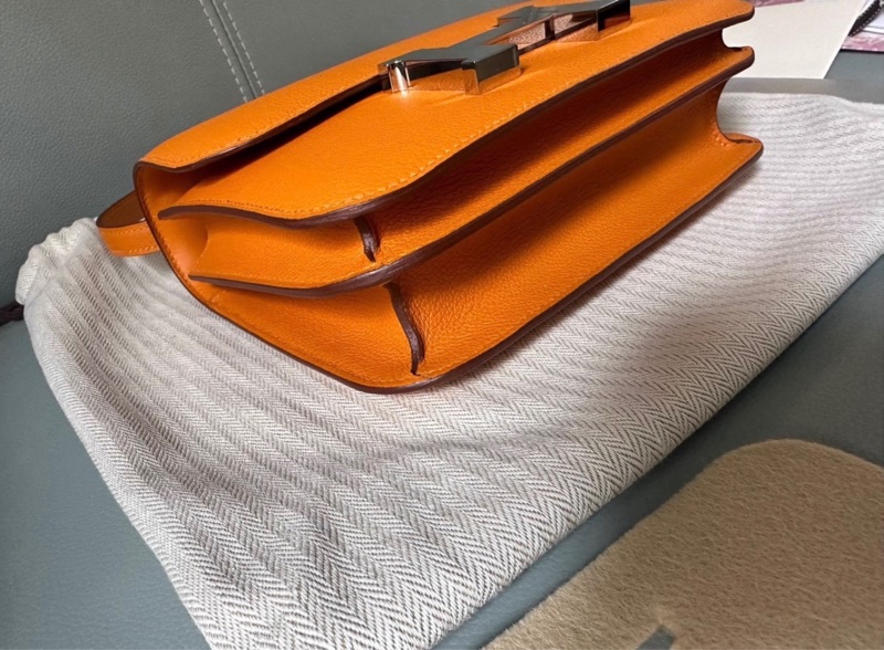 有購證🩷 Hermes mini Constance 19，EC皮C刻橙黃色銀扣，配有防塵袋、小票盒子-5