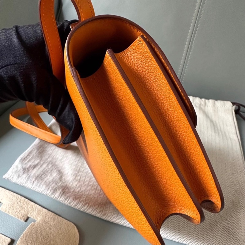有購證🩷 Hermes mini Constance 19，EC皮C刻橙黃色銀扣，配有防塵袋、小票盒子-6
