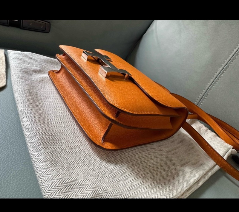有購證🩷 Hermes mini Constance 19，EC皮C刻橙黃色銀扣，配有防塵袋、小票盒子-7