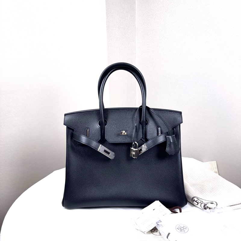 Hermes 愛馬仕黑銀Birkin 30 Ep皮-0