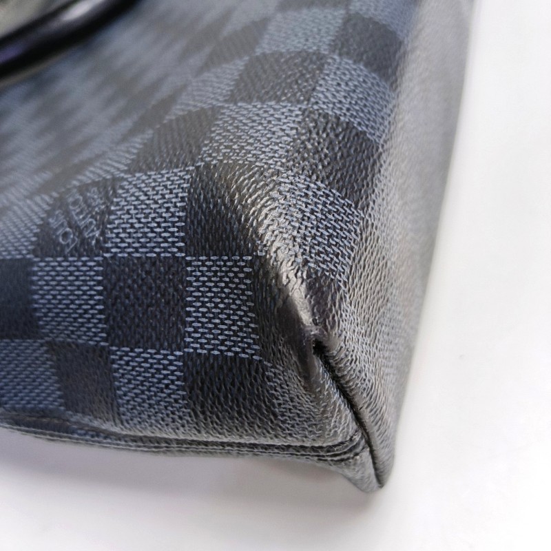 LOUIS VUITTON PORTE-DOCUMENTS 藍色塗層帆布棋盤格 電腦公事包 銀色五金可拆卸肩帶-10