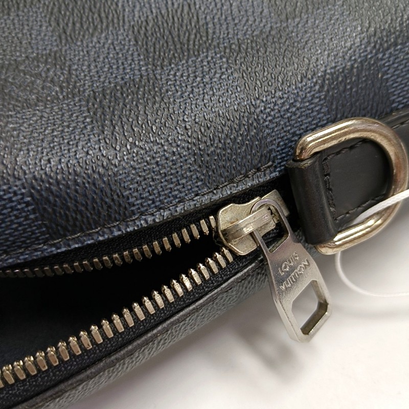 LOUIS VUITTON PORTE-DOCUMENTS 藍色塗層帆布棋盤格 電腦公事包 銀色五金可拆卸肩帶-13