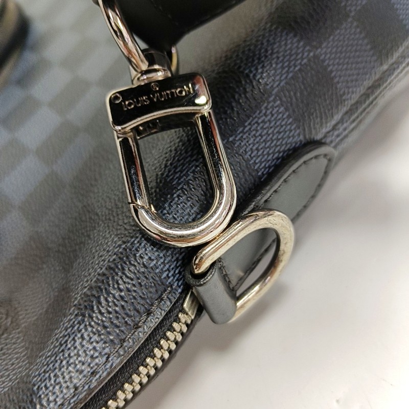 LOUIS VUITTON PORTE-DOCUMENTS 藍色塗層帆布棋盤格 電腦公事包 銀色五金可拆卸肩帶-14