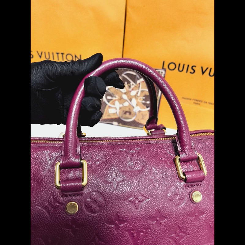 LV speedy25酒紅色手提包-6