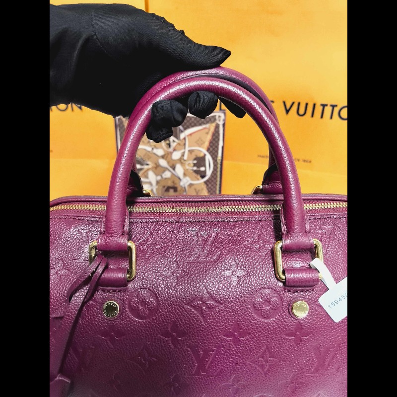 LV speedy25酒紅色手提包-7