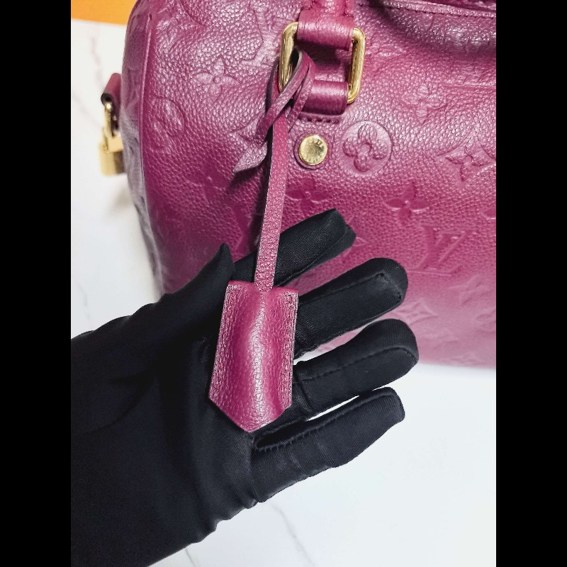 LV speedy25酒紅色手提包-11