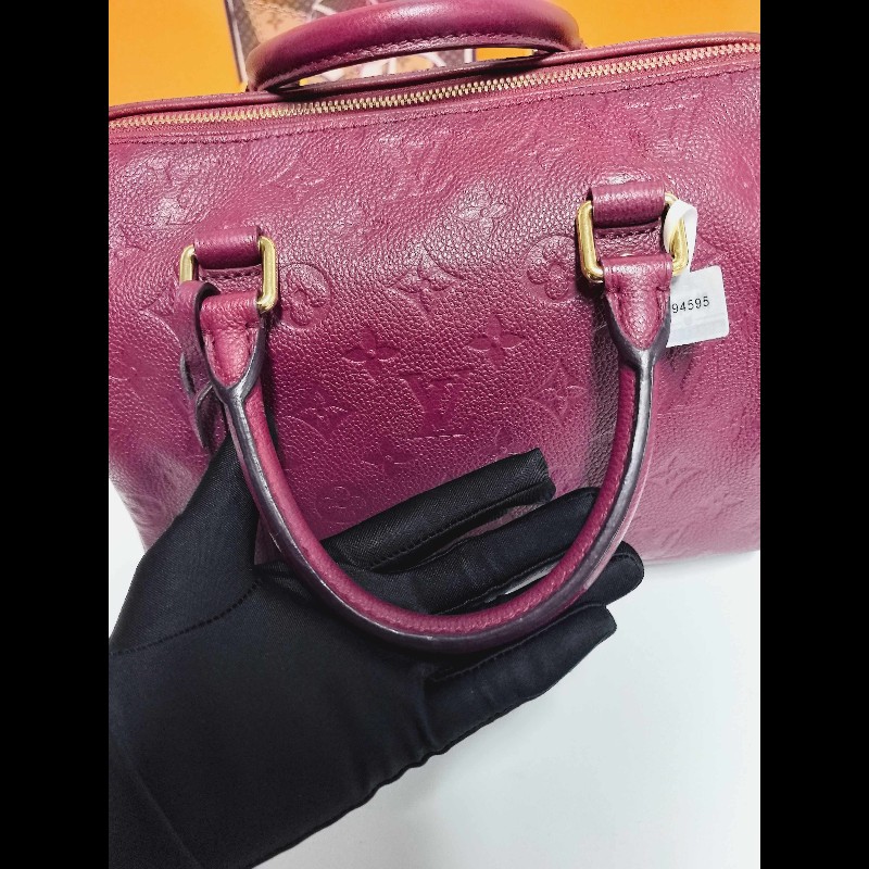 LV speedy25酒紅色手提包-13