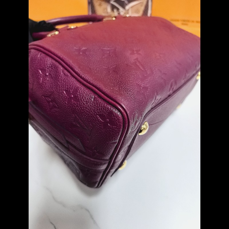 LV speedy25酒紅色手提包-14