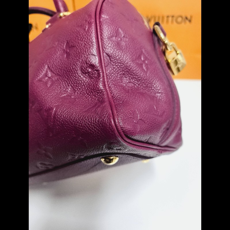 LV speedy25酒紅色手提包-15