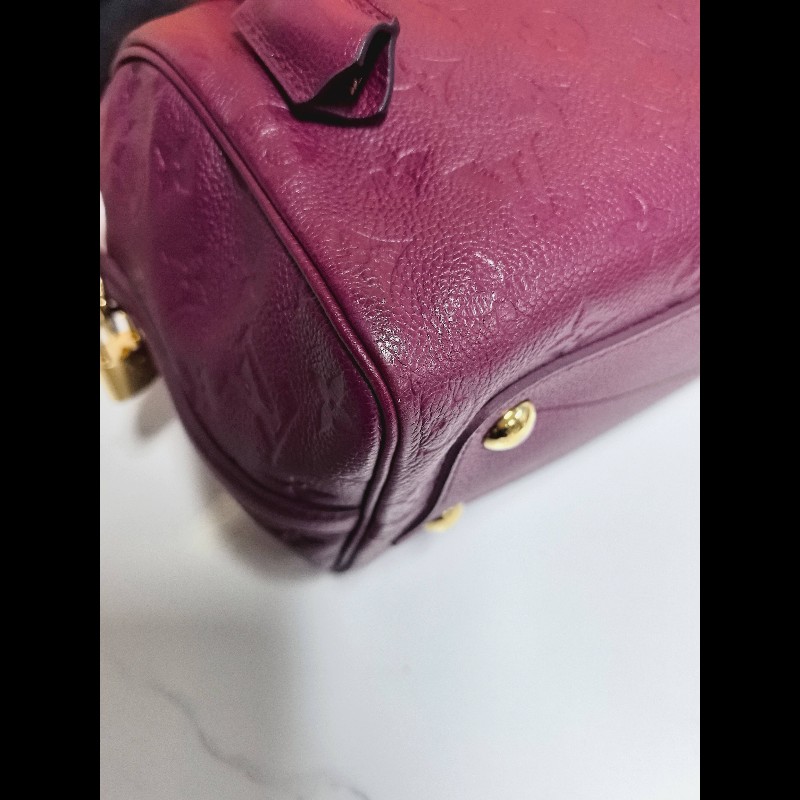 LV speedy25酒紅色手提包-17