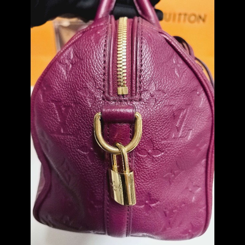 LV speedy25酒紅色手提包-19