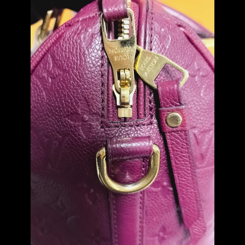 LV speedy25酒紅色手提包-21