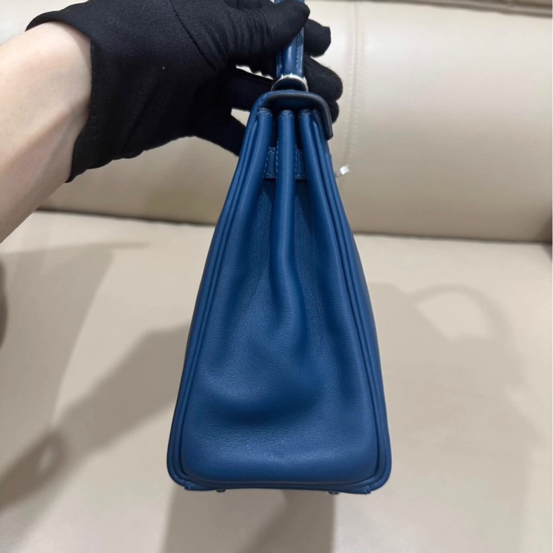 Hermes Kelly 25 海藍色 銀扣-2