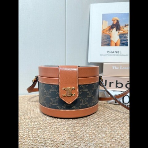 Celine 飯盒包凱旋門logo 中號 黃褐色