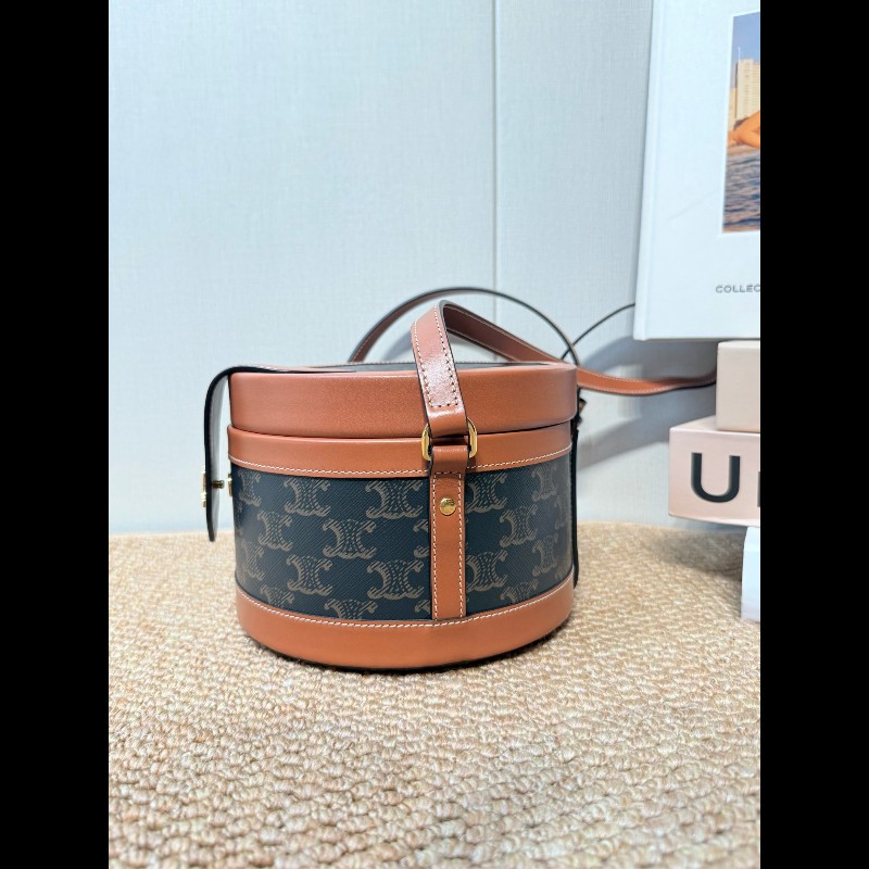 Celine 飯盒包凱旋門logo 中號 黃褐色-2