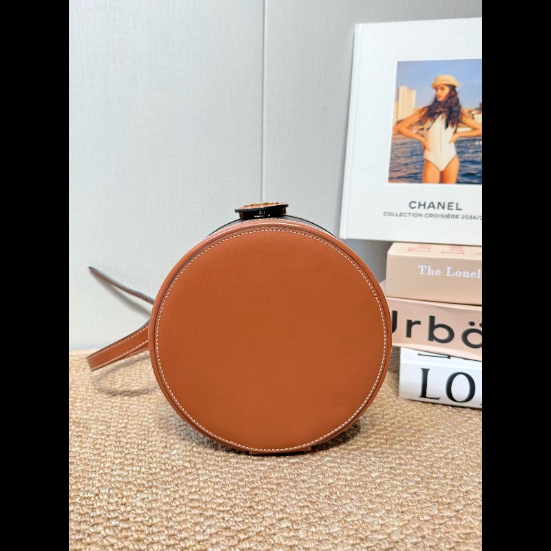 Celine 飯盒包凱旋門logo 中號 黃褐色-3