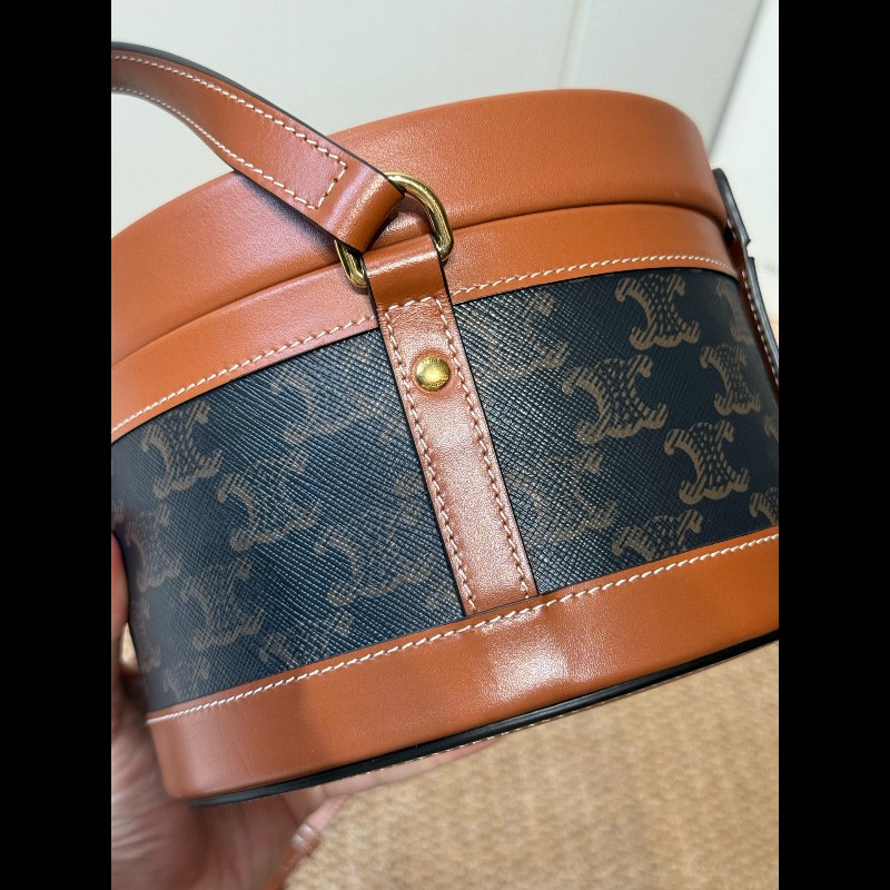 Celine 飯盒包凱旋門logo 中號 黃褐色-12