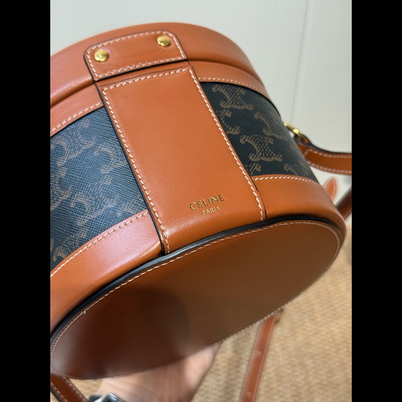 Celine 飯盒包凱旋門logo 中號 黃褐色-14