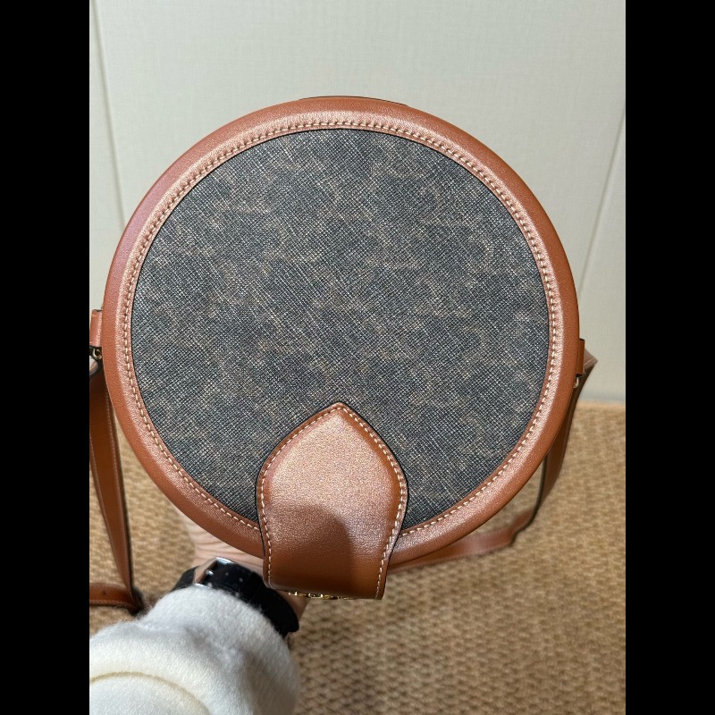 Celine 飯盒包凱旋門logo 中號 黃褐色-19