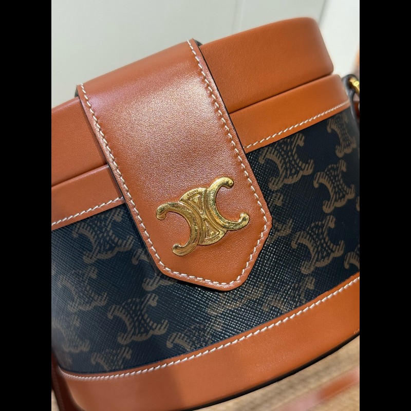 Celine 飯盒包凱旋門logo 中號 黃褐色-20
