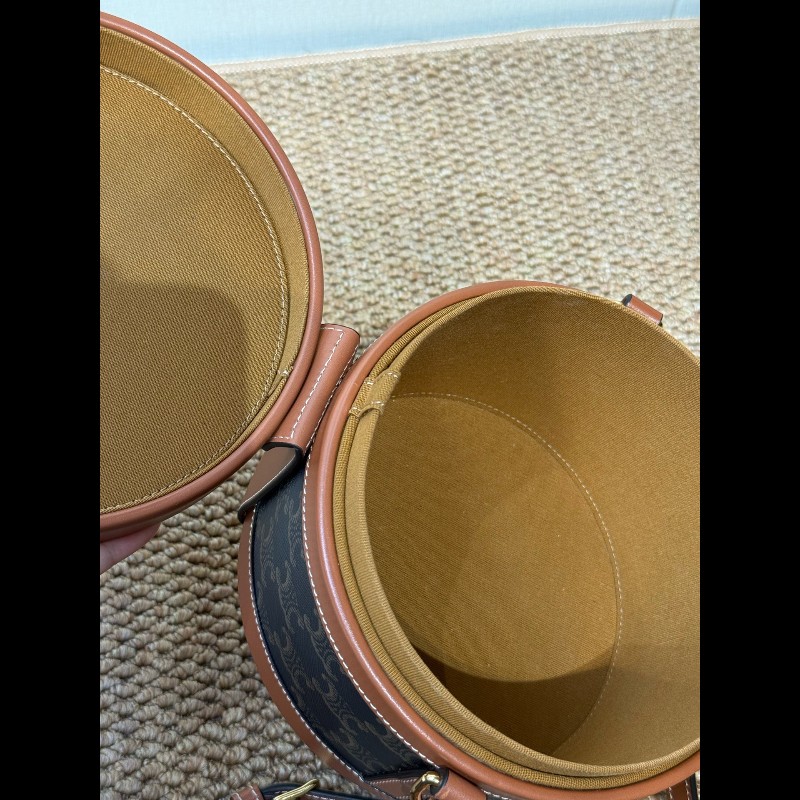 Celine 飯盒包凱旋門logo 中號 黃褐色-23