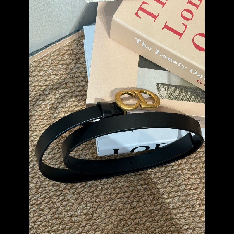 DIOR 迪奧 純色設計 經典熱門款 小牛皮 皮帶 腰帶 女款 黑色-2