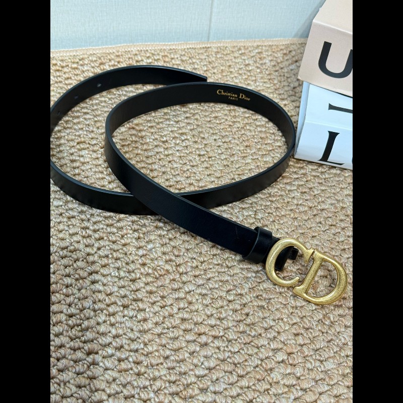 DIOR 迪奧 純色設計 經典熱門款 小牛皮 皮帶 腰帶 女款 黑色-3