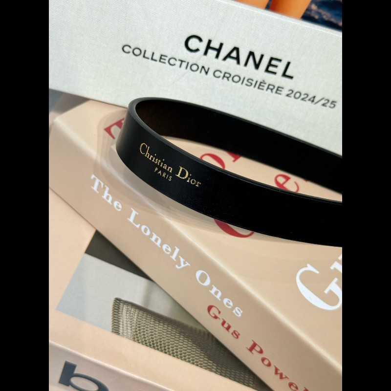 DIOR 迪奧 純色設計 經典熱門款 小牛皮 皮帶 腰帶 女款 黑色-7