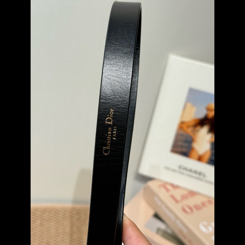 DIOR 迪奧 純色設計 經典熱門款 小牛皮 皮帶 腰帶 女款 黑色-9