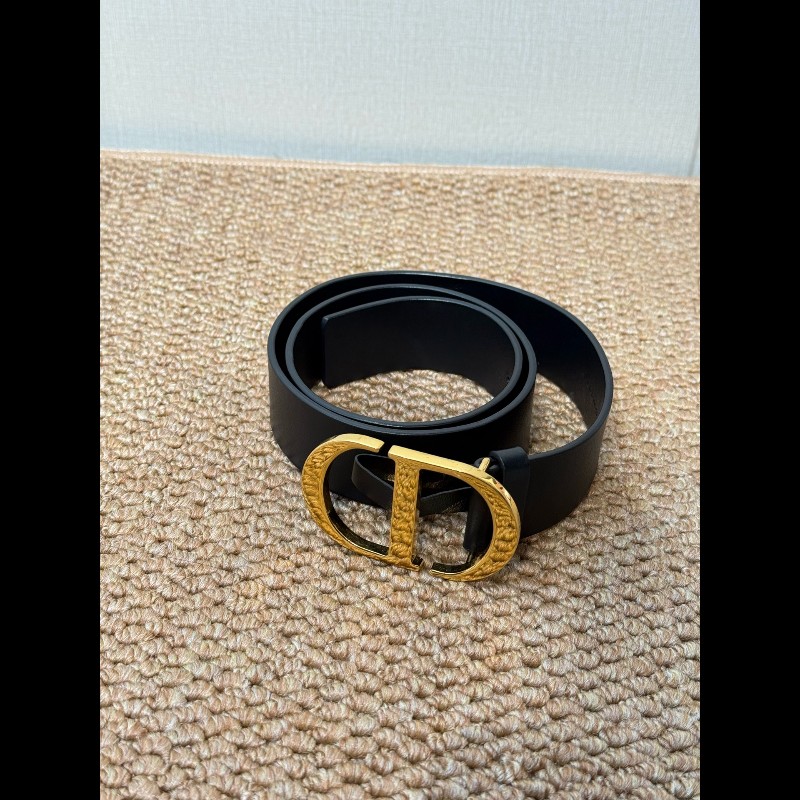 Dior 時尚壓花光滑牛皮 MontaigneE 腰帶皮帶 黑色-1