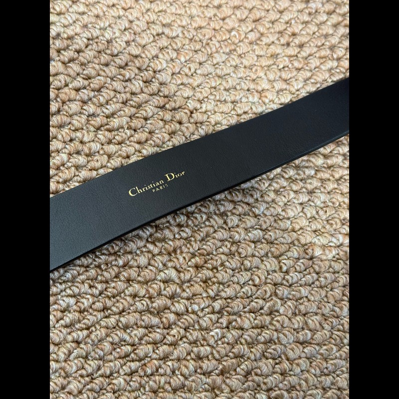 Dior 時尚壓花光滑牛皮 MontaigneE 腰帶皮帶 黑色-7