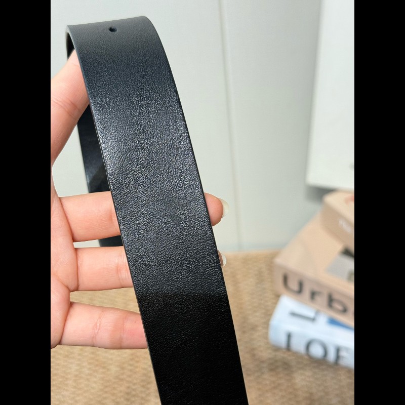 Dior 時尚壓花光滑牛皮 MontaigneE 腰帶皮帶 黑色-11