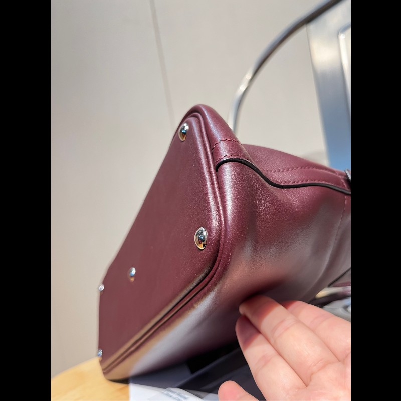 Hermes Bolide系列 27 銀扣 X刻 愛馬仕紅swift皮 保齡球包-6