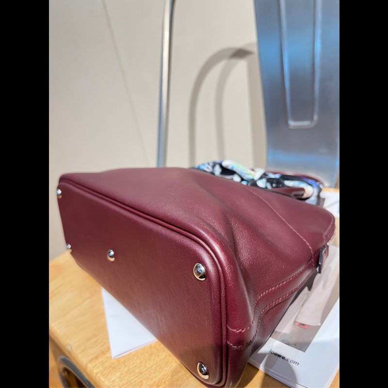 Hermes Bolide系列 27 銀扣 X刻 愛馬仕紅swift皮 保齡球包-7