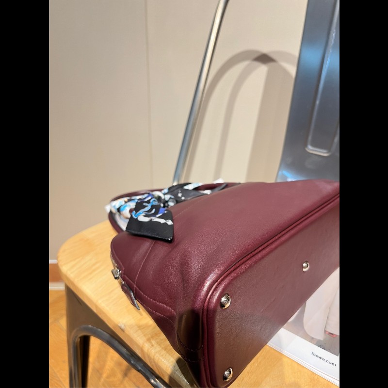 Hermes Bolide系列 27 銀扣 X刻 愛馬仕紅swift皮 保齡球包-9