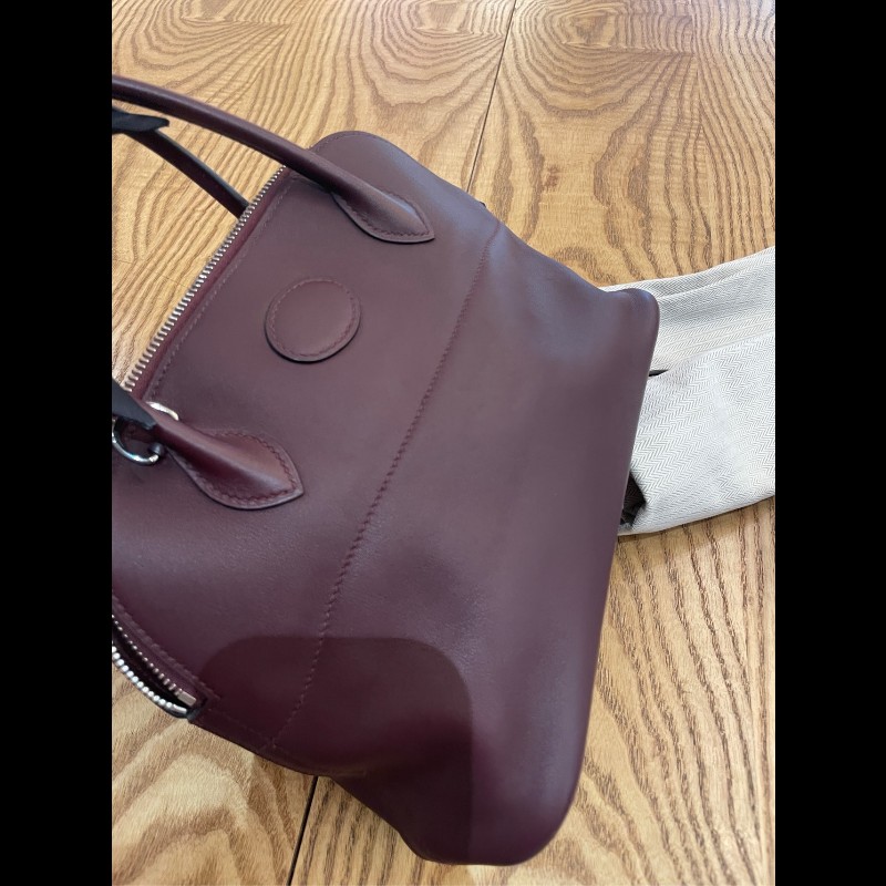 Hermes Bolide系列 27 銀扣 X刻 愛馬仕紅swift皮 保齡球包-13