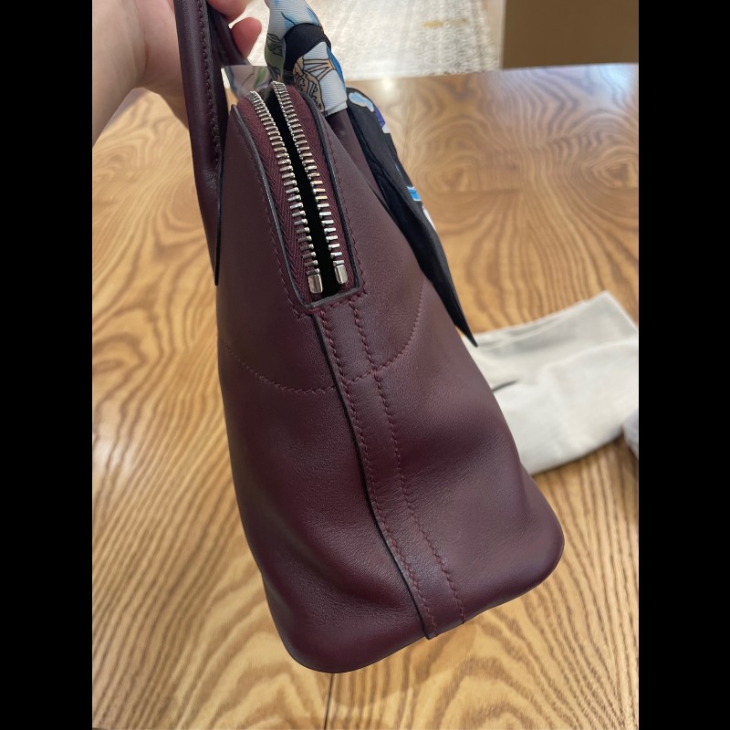 Hermes Bolide系列 27 銀扣 X刻 愛馬仕紅swift皮 保齡球包-15