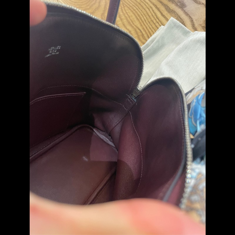 Hermes Bolide系列 27 銀扣 X刻 愛馬仕紅swift皮 保齡球包-18