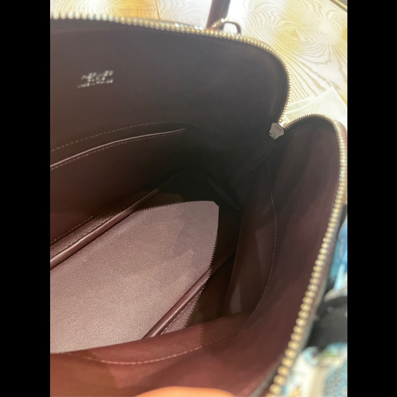 Hermes Bolide系列 27 銀扣 X刻 愛馬仕紅swift皮 保齡球包-20